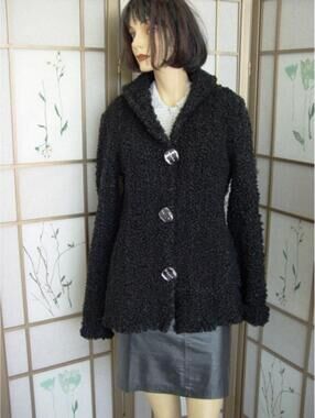 Refurbished New Knitted Black Lamb Fox Fur Jacket Woman Women Size 4 S